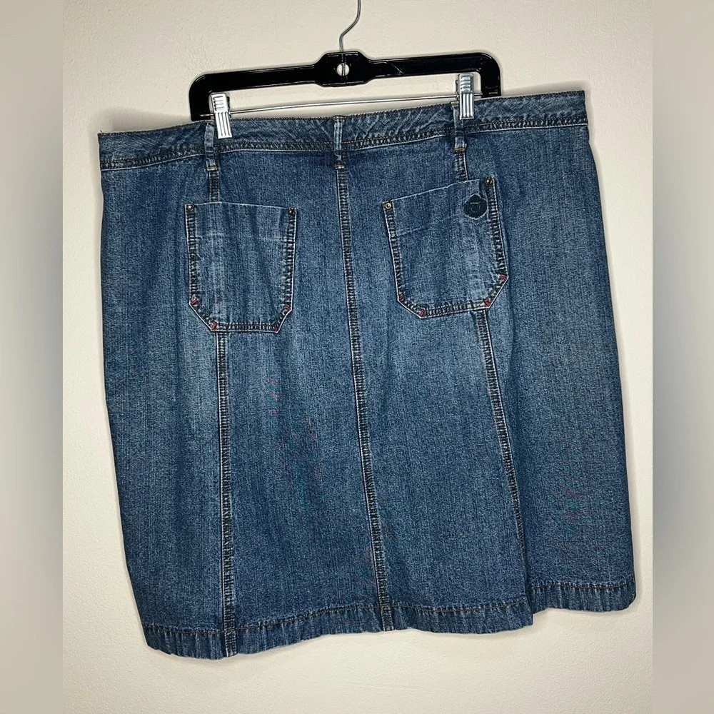 Tommy Hilfiger Denim Skirt Women's Size 20 Button Front Midi Jean Blue Plus